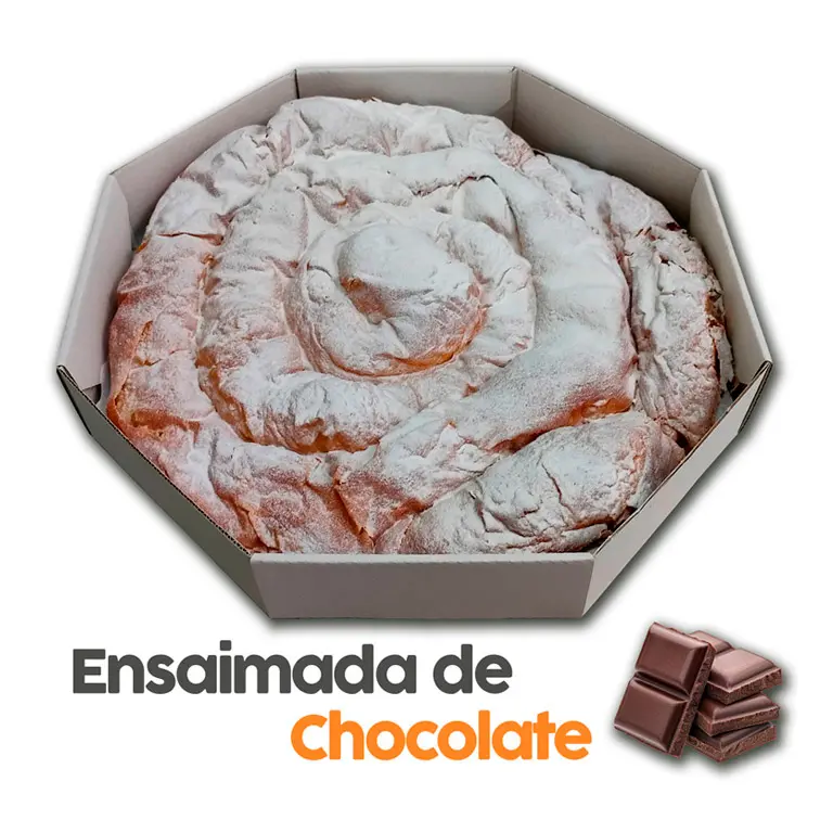 Caja con la Ensaimada Mallorquina de Chocolate de Forn de Campos en Badajoz